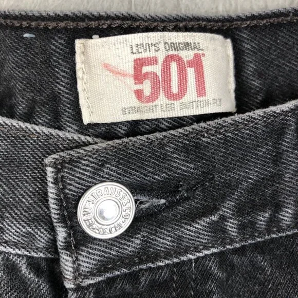 VTG Levis 501 Jeans Mens 38x32 Black FadedButton Fly Straight Leg Y2K Mexico